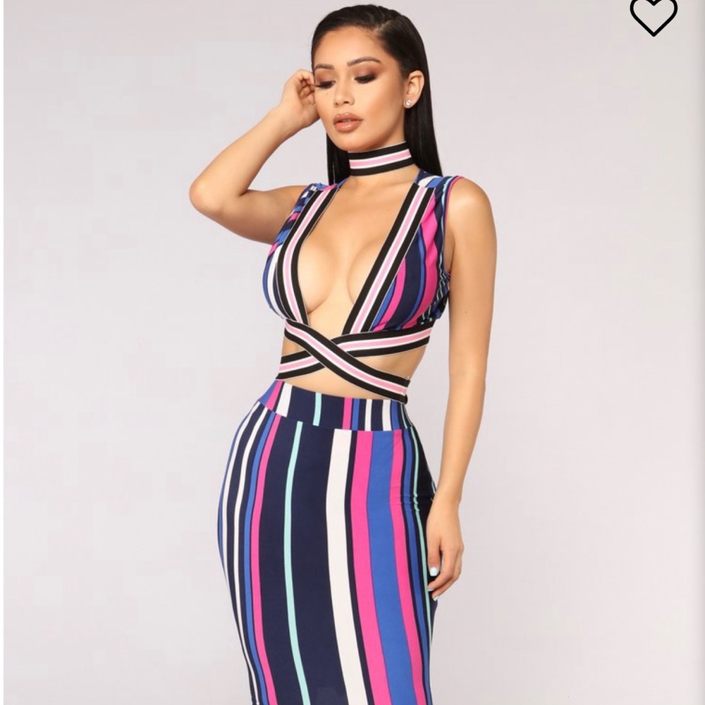 Fashion Nova Skyline Stripe Set. BRAND NEW!!🎀